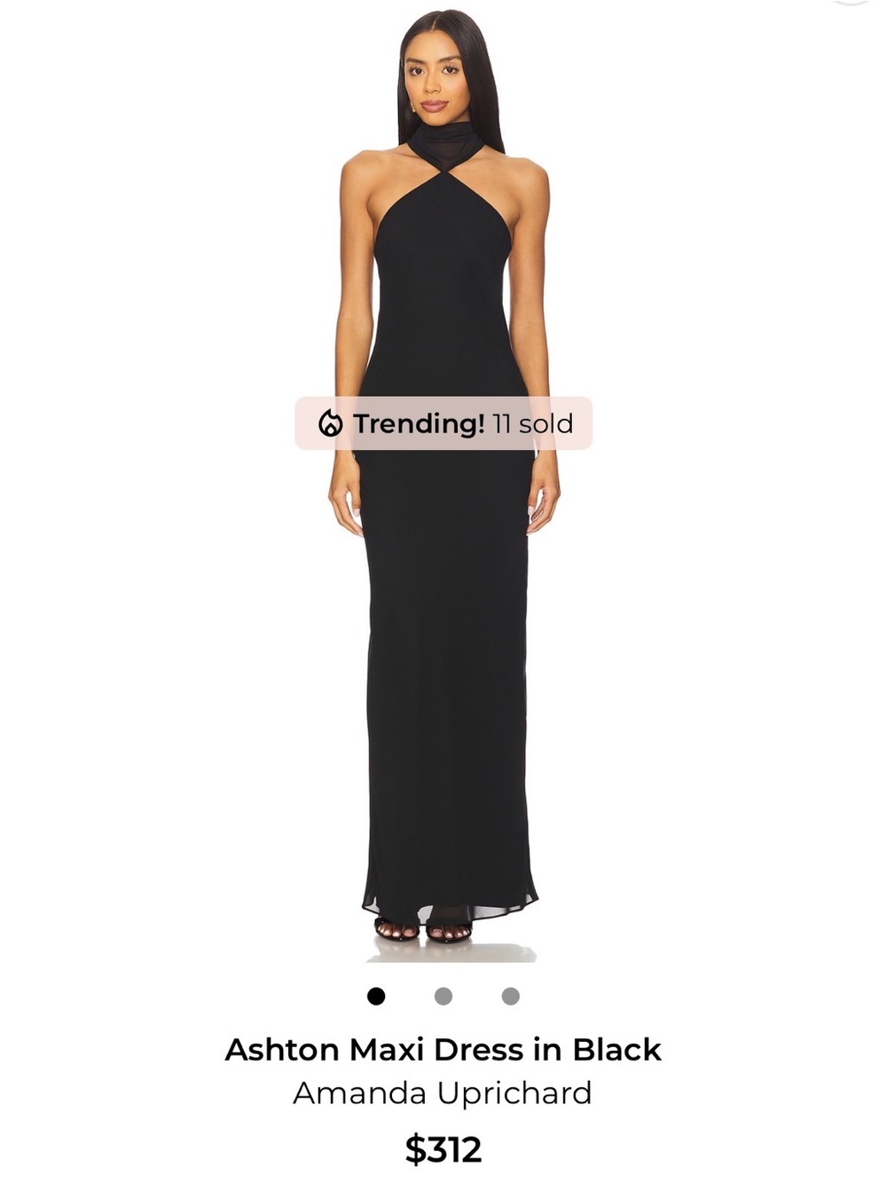 Amanda Uprichard Black Halter Crossover Maxi Dress